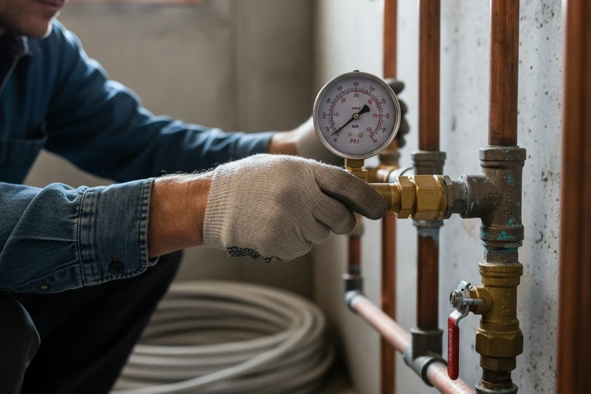 Pressure testing a repaired line during Water Line Repair in Monkton